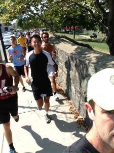 BC Men's Crew and I doing a Row, Run, WOD, Run, Row! Training as a team raises both intensity and fun!