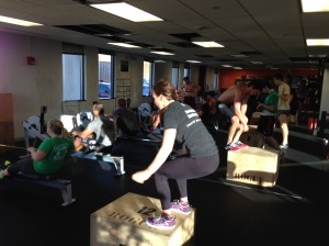 Jodie from the 7am class challenging the BC Men's Crew Team!