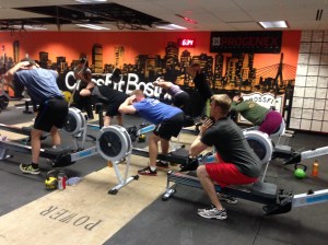 The RRC warming up on Monday night with Good Mornings and Goblet Squats.  Who's ready for the Renegade Rowing League December 21st?