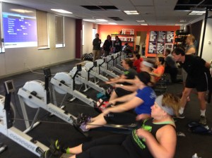 The Ladies getting after their last 2k at the Renegade Rowing League in January!