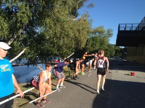 BC Men Review Deadlift and Squat form with PVC Pipes outside of CRI's Harry Parker Boathouse