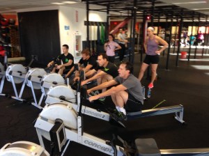 The Men attacking their 2k in Heat 2 of the Renegade Rowing League on Saturday!