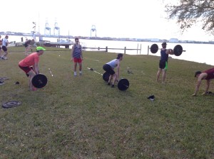 BC Men working on their Deadlifts and Cleans in Jacksonville, FL during Spring Training.